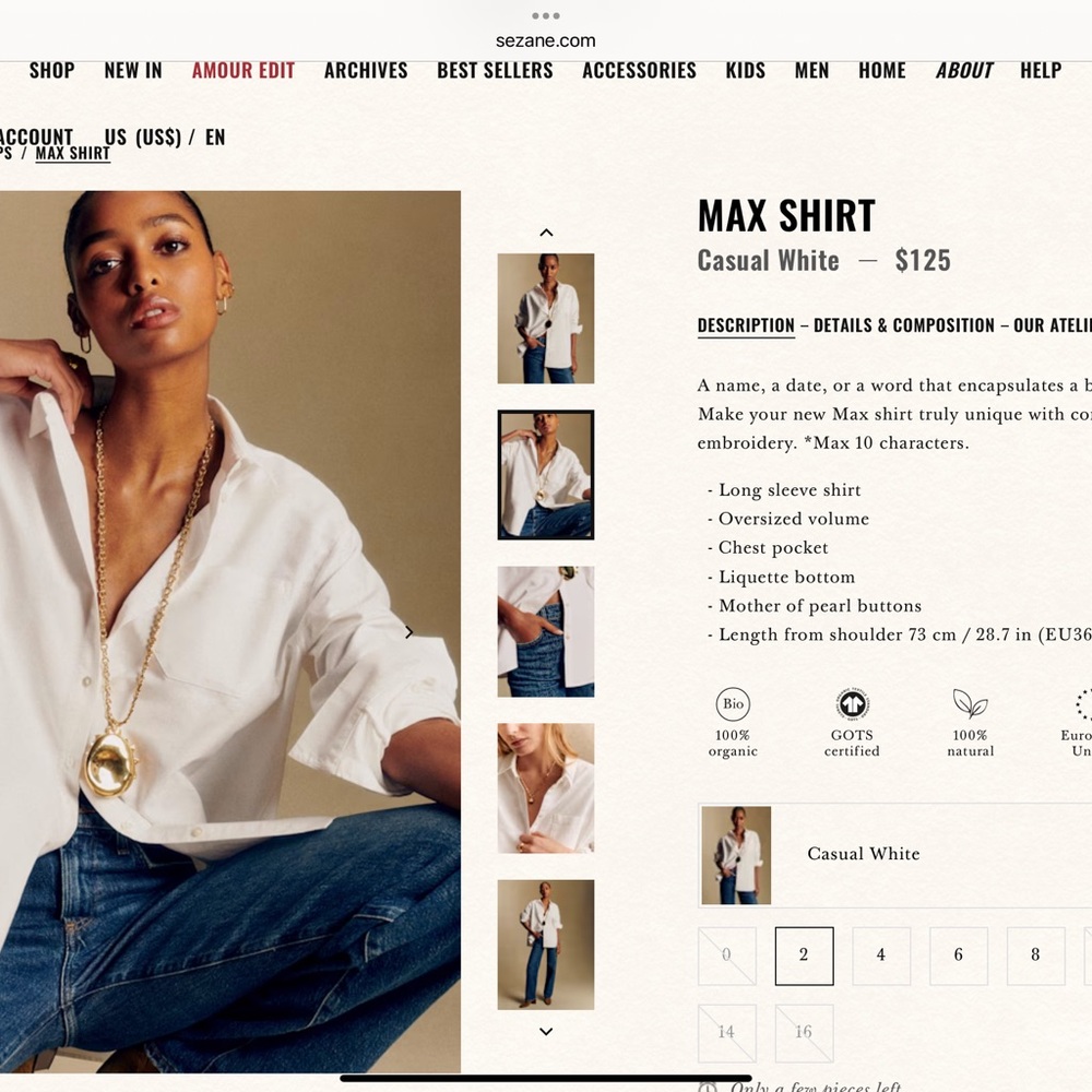 Sezane Casual White Max Shirt